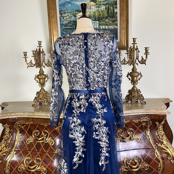 Women’s formal embroidery beaded evening prom dress - Picture 6 of 6